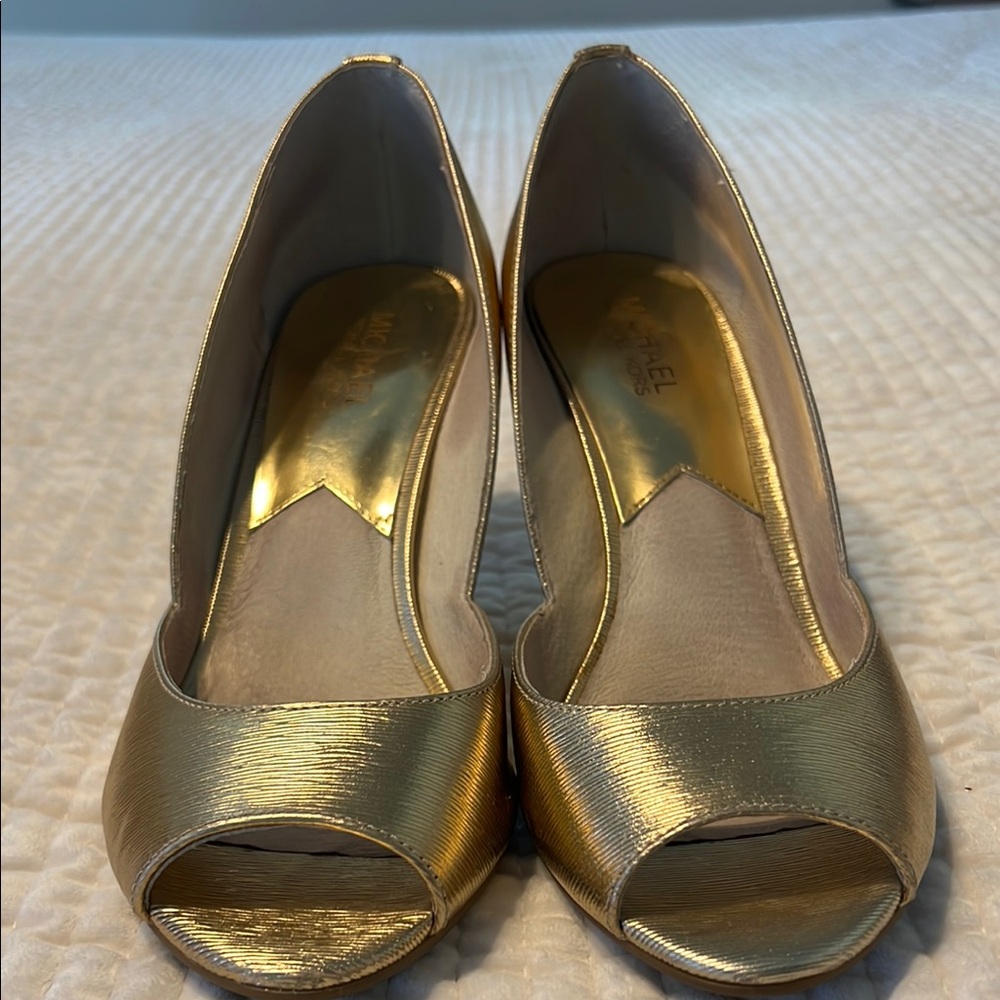 Michael Kors Gold Peep Toe Heels